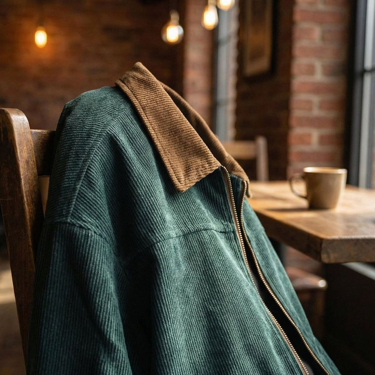 Men's Corduroy Contrast-Collar Full-Zip Harrington Jacket