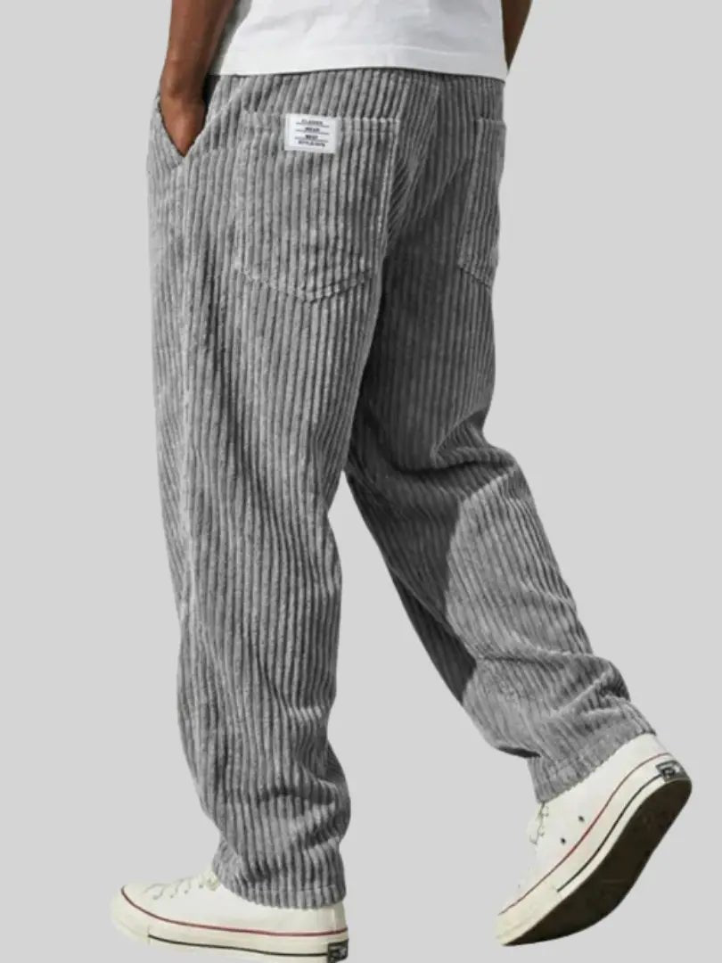 Men's Corduroy Trousers Relaxed Fit Drawstring - Grau