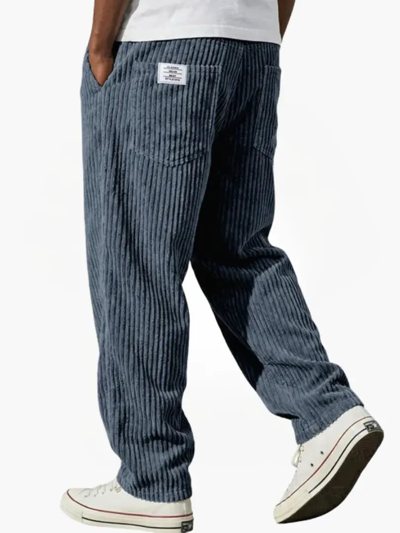 Men's Corduroy Trousers Relaxed Fit Drawstring - Blau