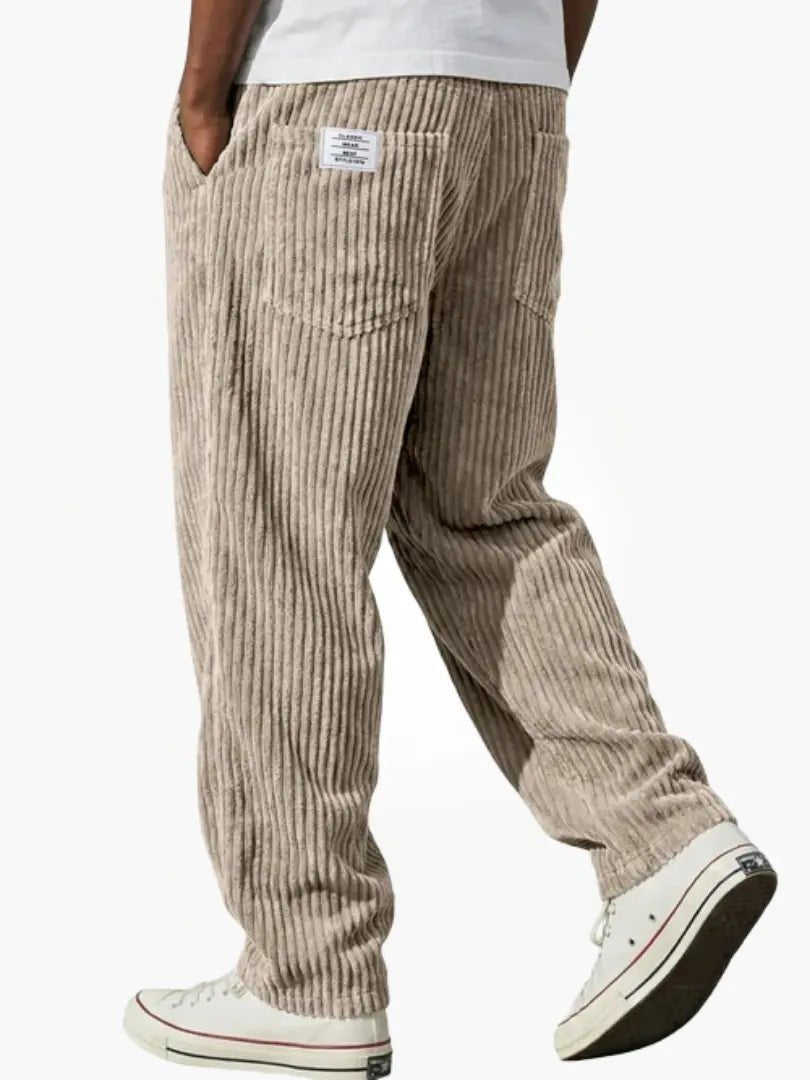 Men's Corduroy Trousers Relaxed Fit Drawstring - Khaki