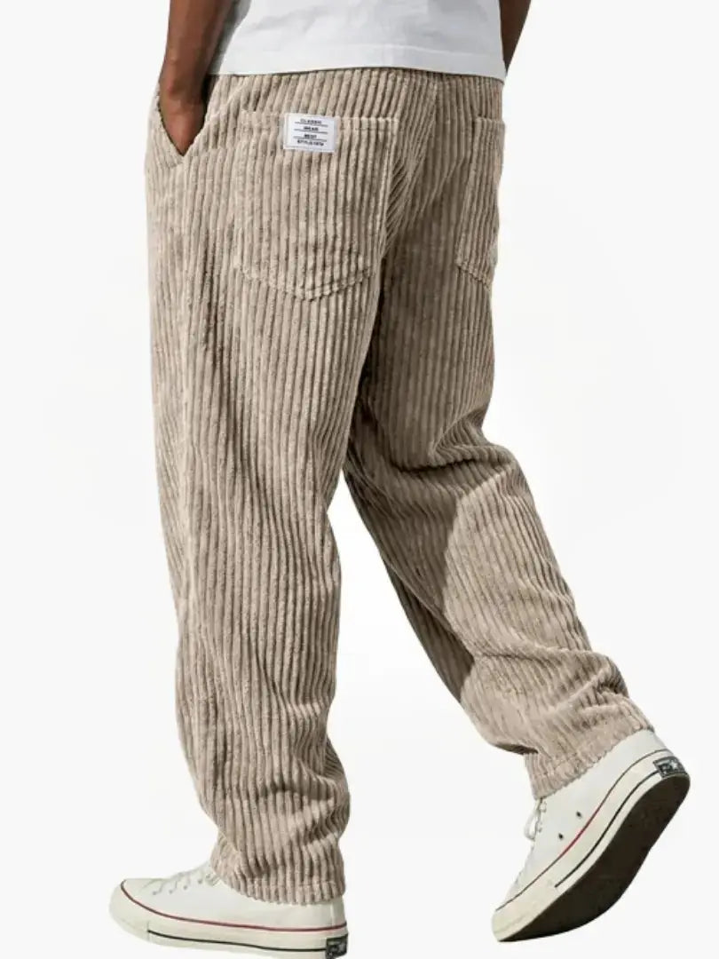 Men's Corduroy Trousers Relaxed Fit Drawstring - Khaki