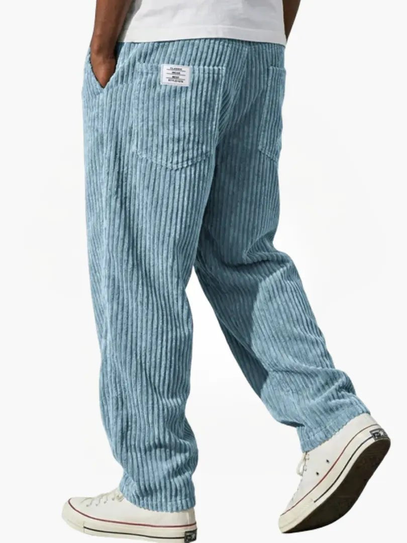 Men's Corduroy Trousers Relaxed Fit Drawstring - Hellblau