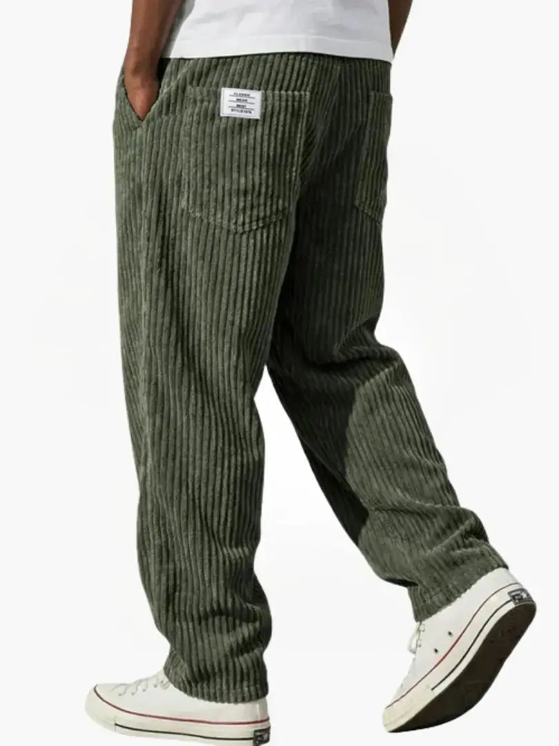 Men's Corduroy Trousers Relaxed Fit Drawstring - Grün