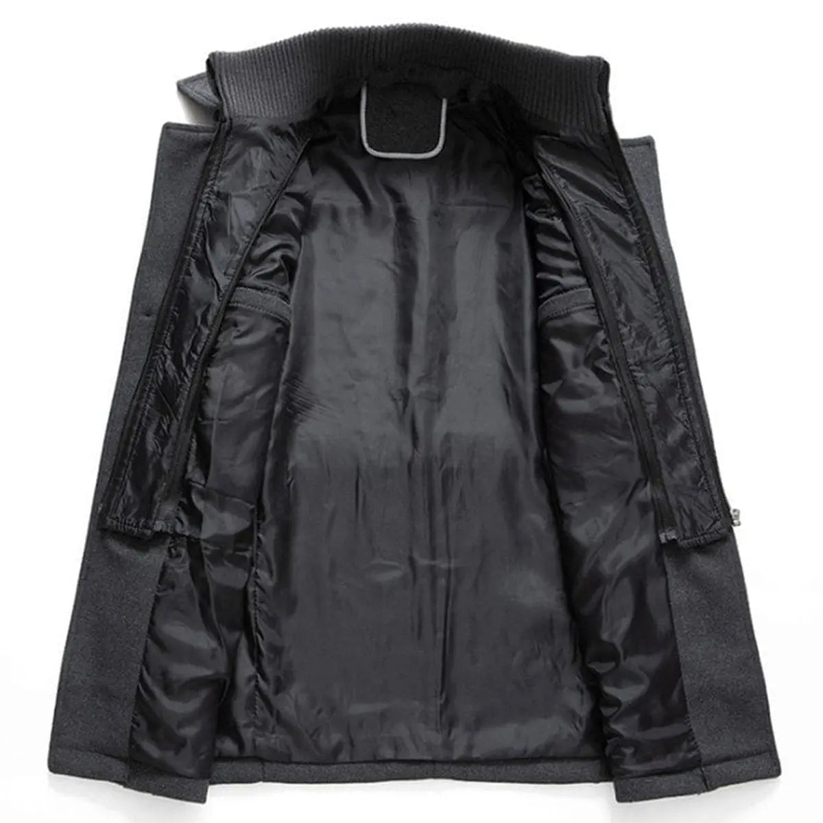 Men's Double-Layer Wool Blend Winter Coat Knit Collar