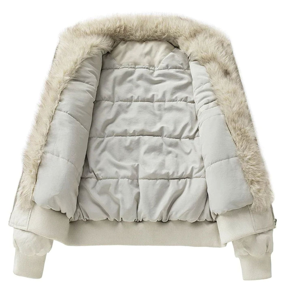 Men's Faux Fur Lined Wind-Resistant Zip-Up Bomber Jacket