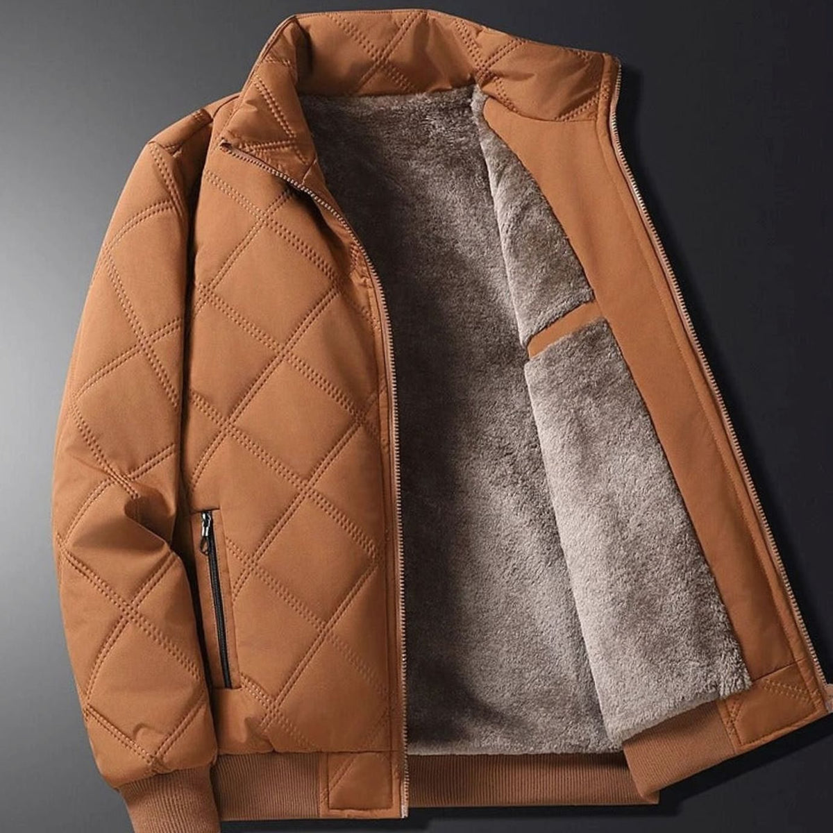 Men's Fleece-Lined Quilted Windproof Winter Jacket