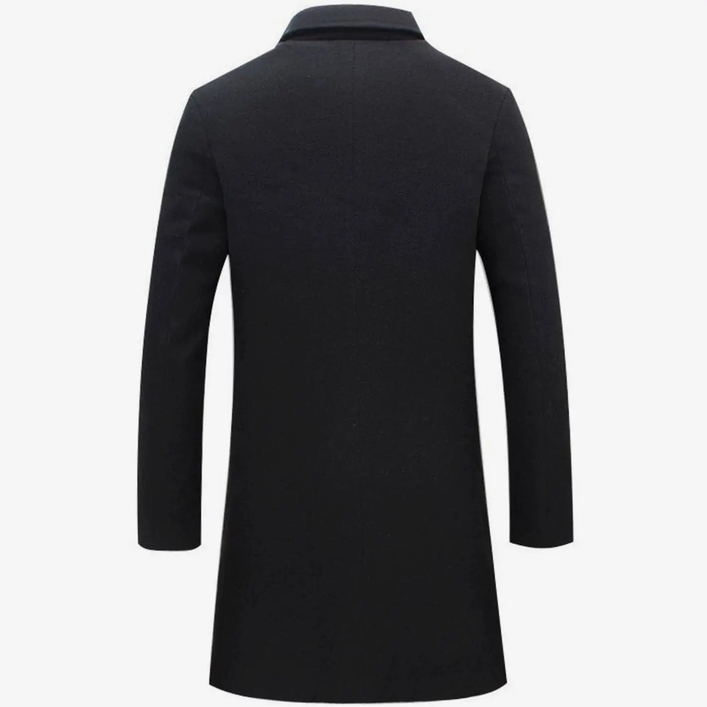 Men's Formal Single-Breasted Long Overcoat Tailored Fit