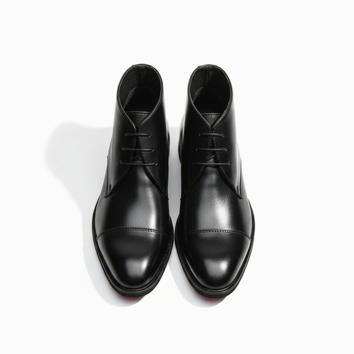 Men's Full-Grain Leather Cap-Toe Chukka Boots - Black