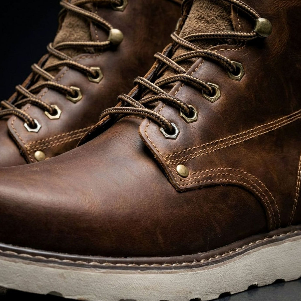Men's Full-Grain Leather Lace-Up Ankle Boots
