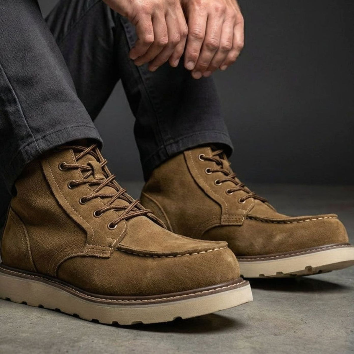 Men's Full-Grain Leather Lace-Up Ankle Boots