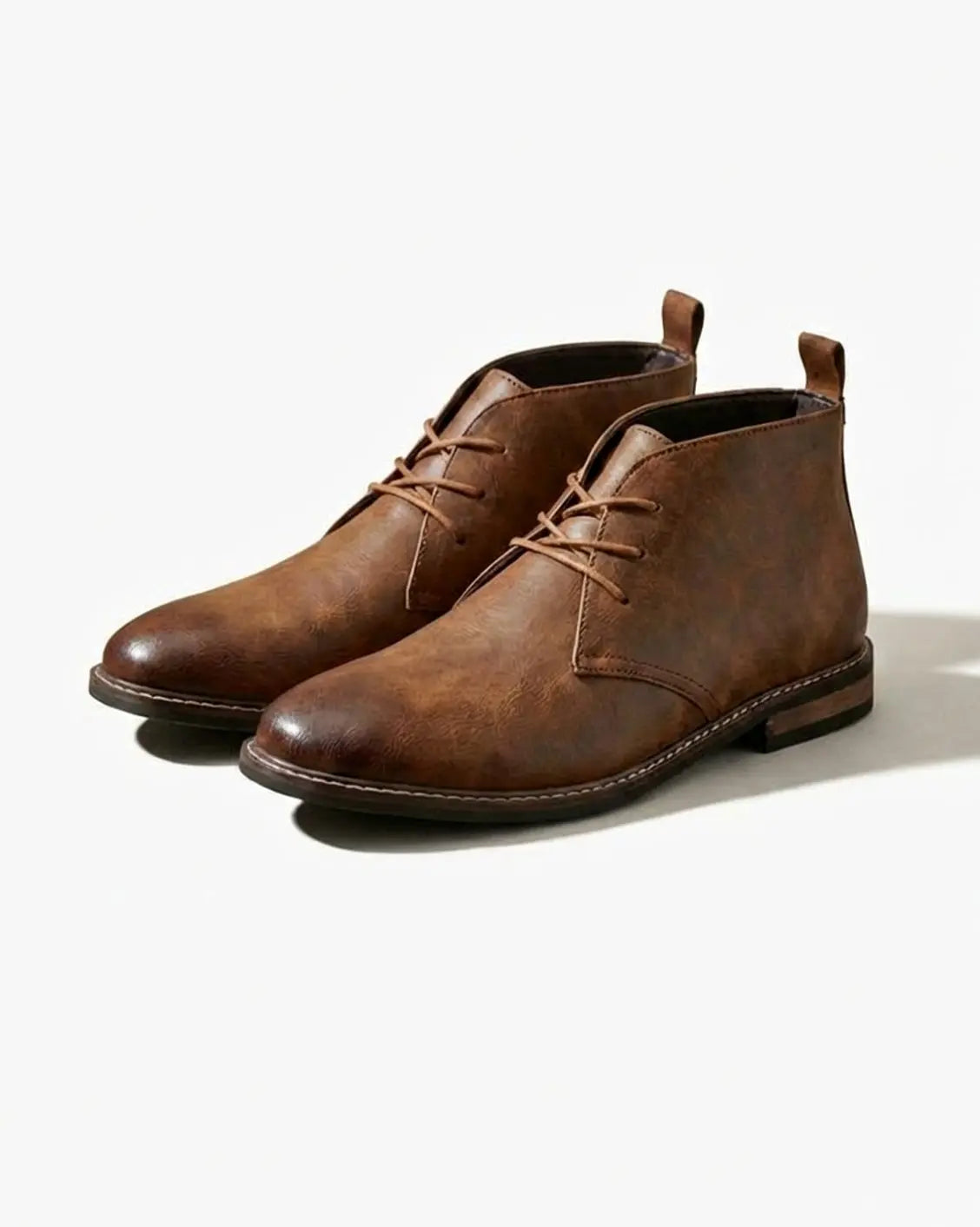Men's Full-Grain Leather Lace-Up Chukka Boots - Dark Brown