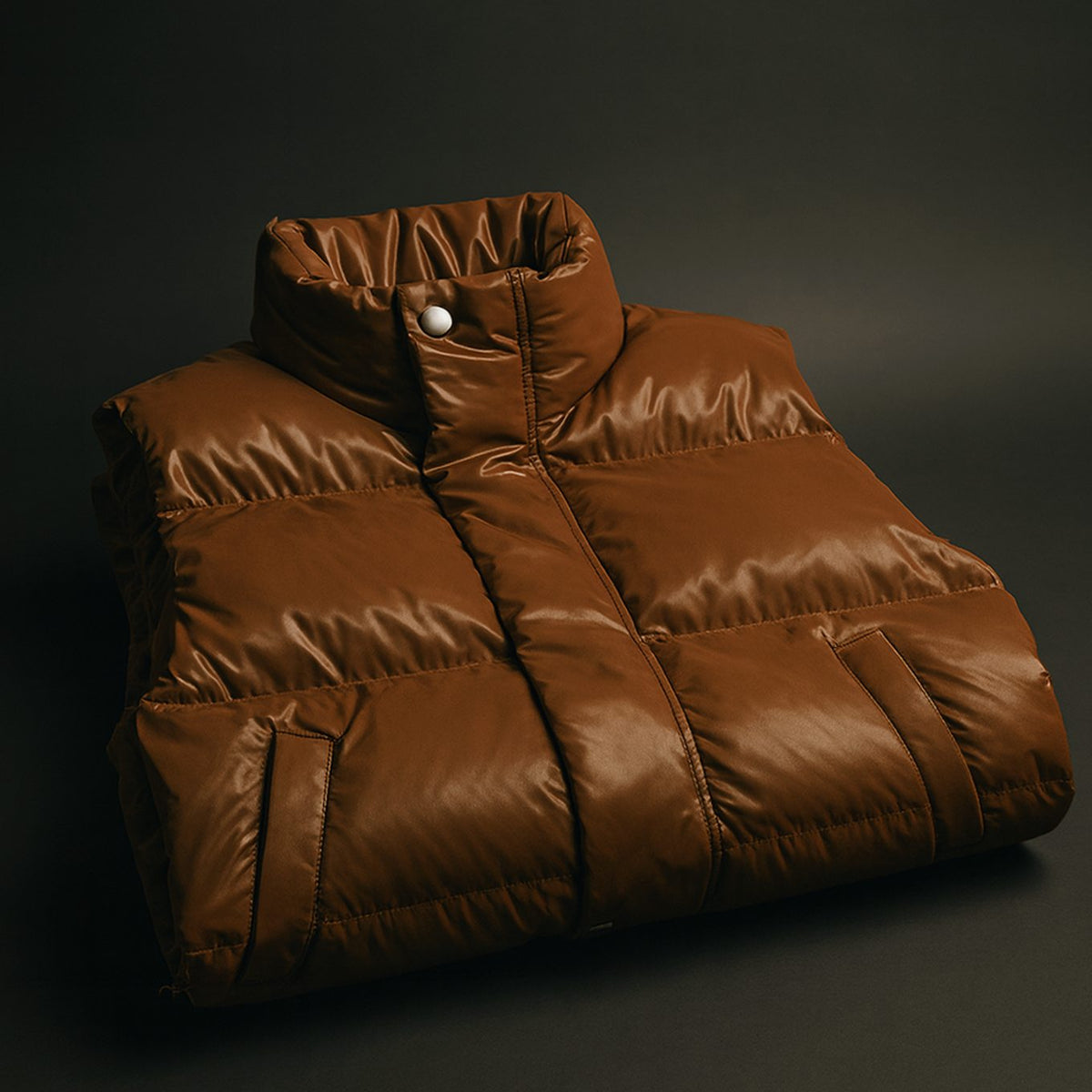Men's High-Collar Quilted Puffer Gilet Cotton-Blend Vest