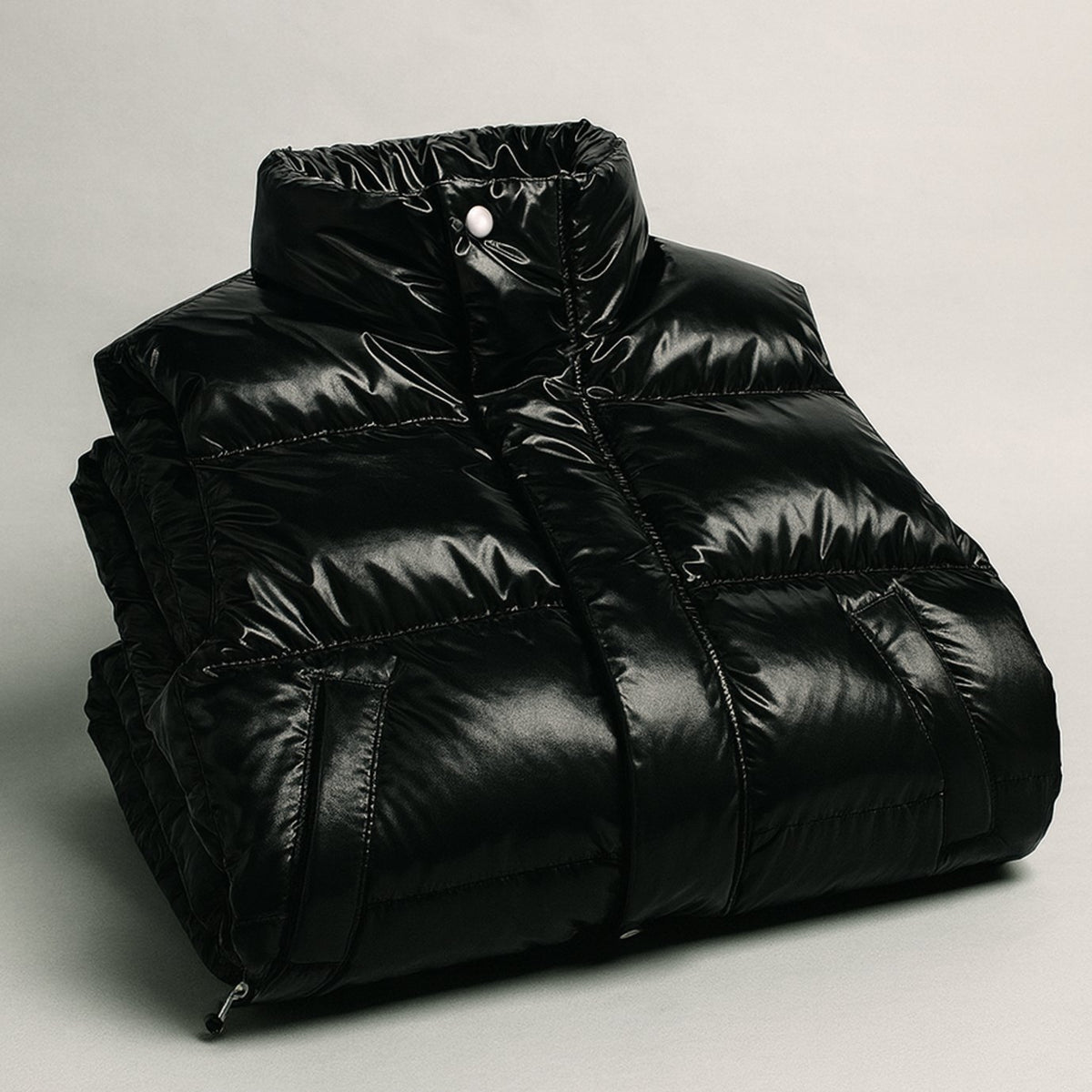 Men's High-Collar Quilted Puffer Gilet Cotton-Blend Vest