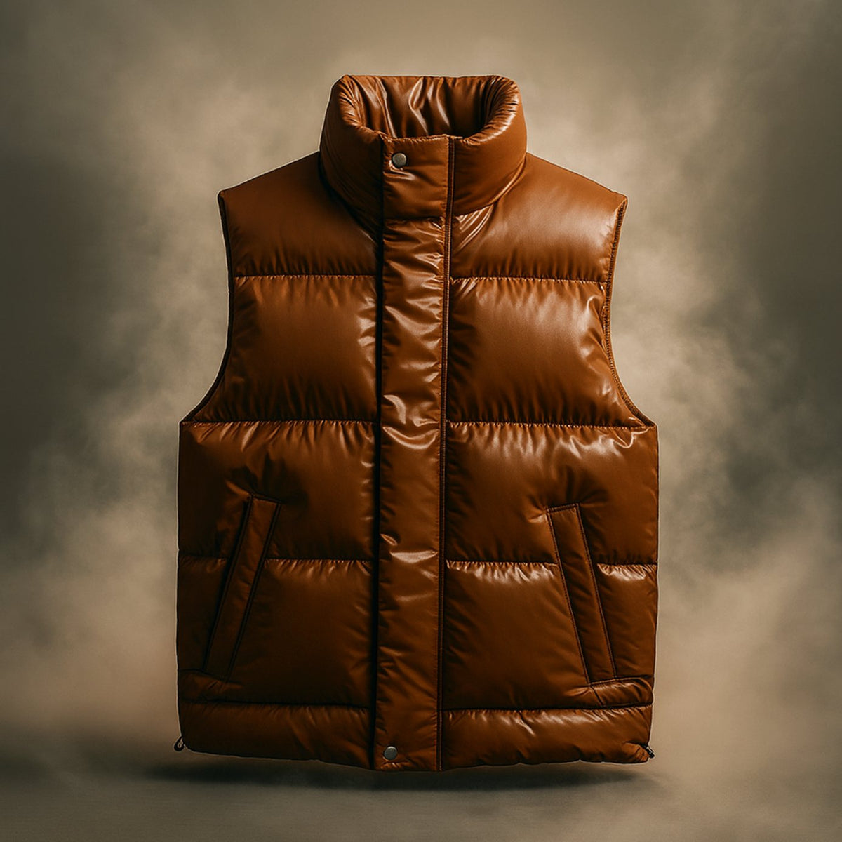 Men's High-Collar Quilted Puffer Gilet Cotton-Blend Vest