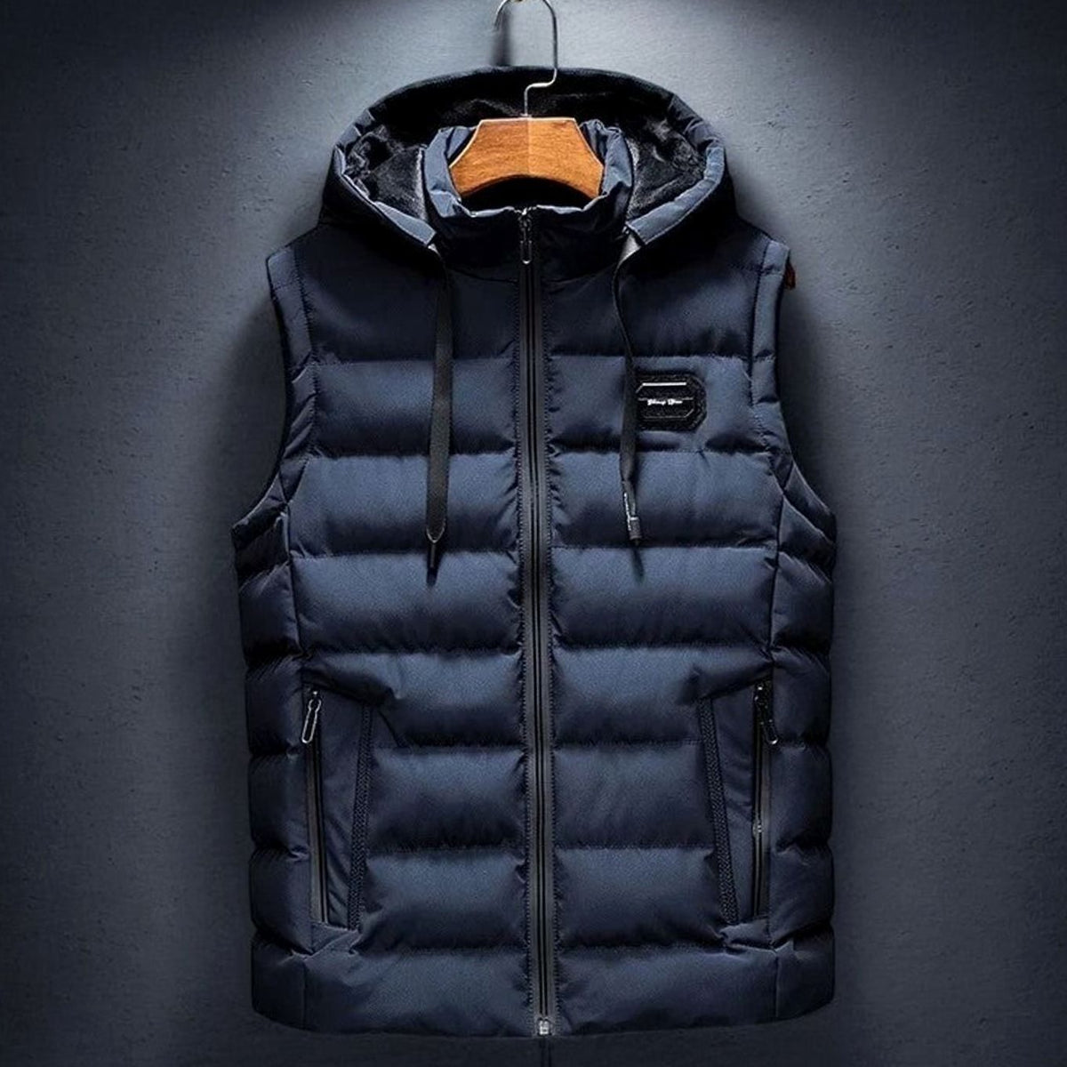 Men's Hooded Quilted Puffer Gilet Sleeveless Insulated Vest - Blue