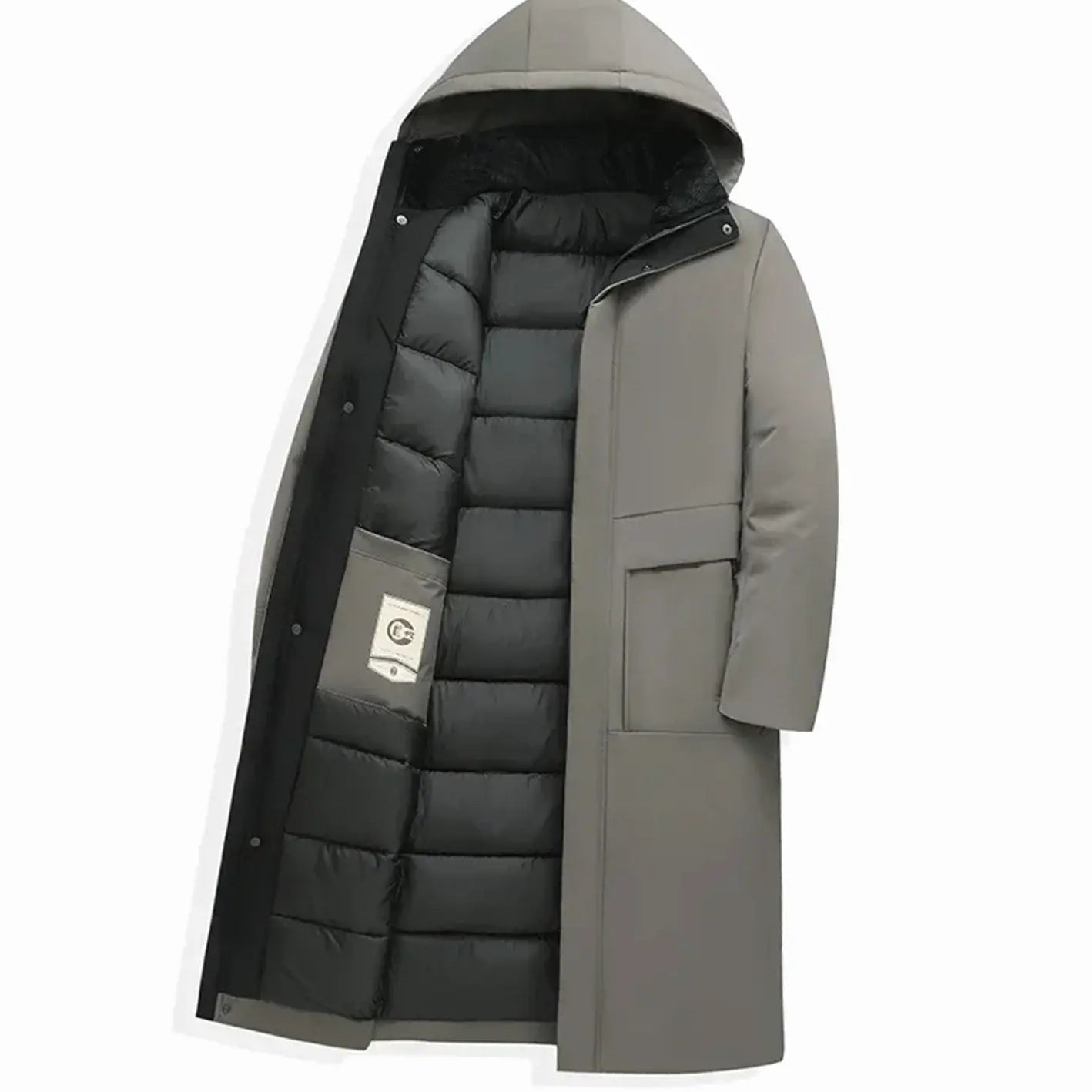 Men's Insulated Hooded Long-Line Zip-Front Winter Coat