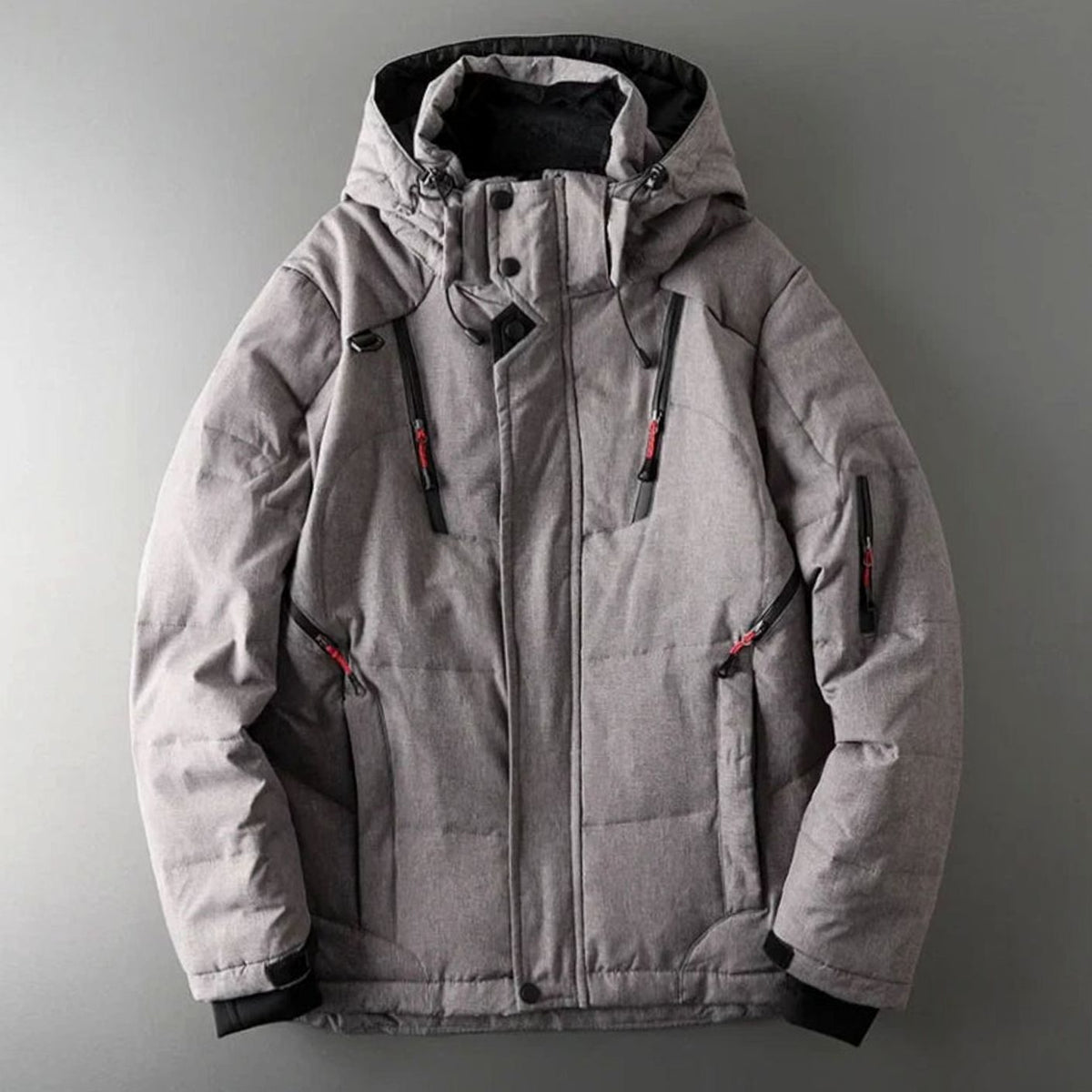 Men's Insulated Hooded Water-Resistant Puffer Jacket - Grey