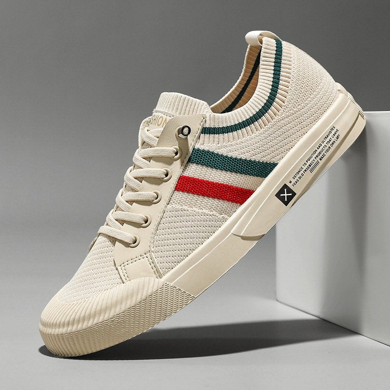 Men's Knit Trainers Breathable Mesh Lace-Up - Sandstone