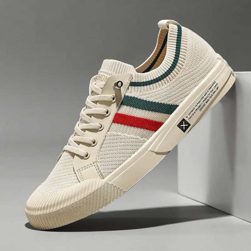 Men's Knit Trainers Breathable Mesh Lace-Up - Sandstone