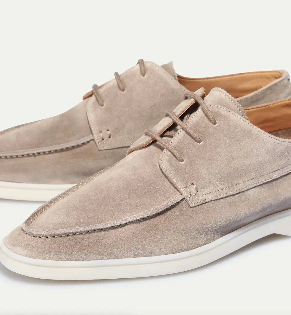 Men's Lace-Up Loafers Rounded Toe Moccasin Style