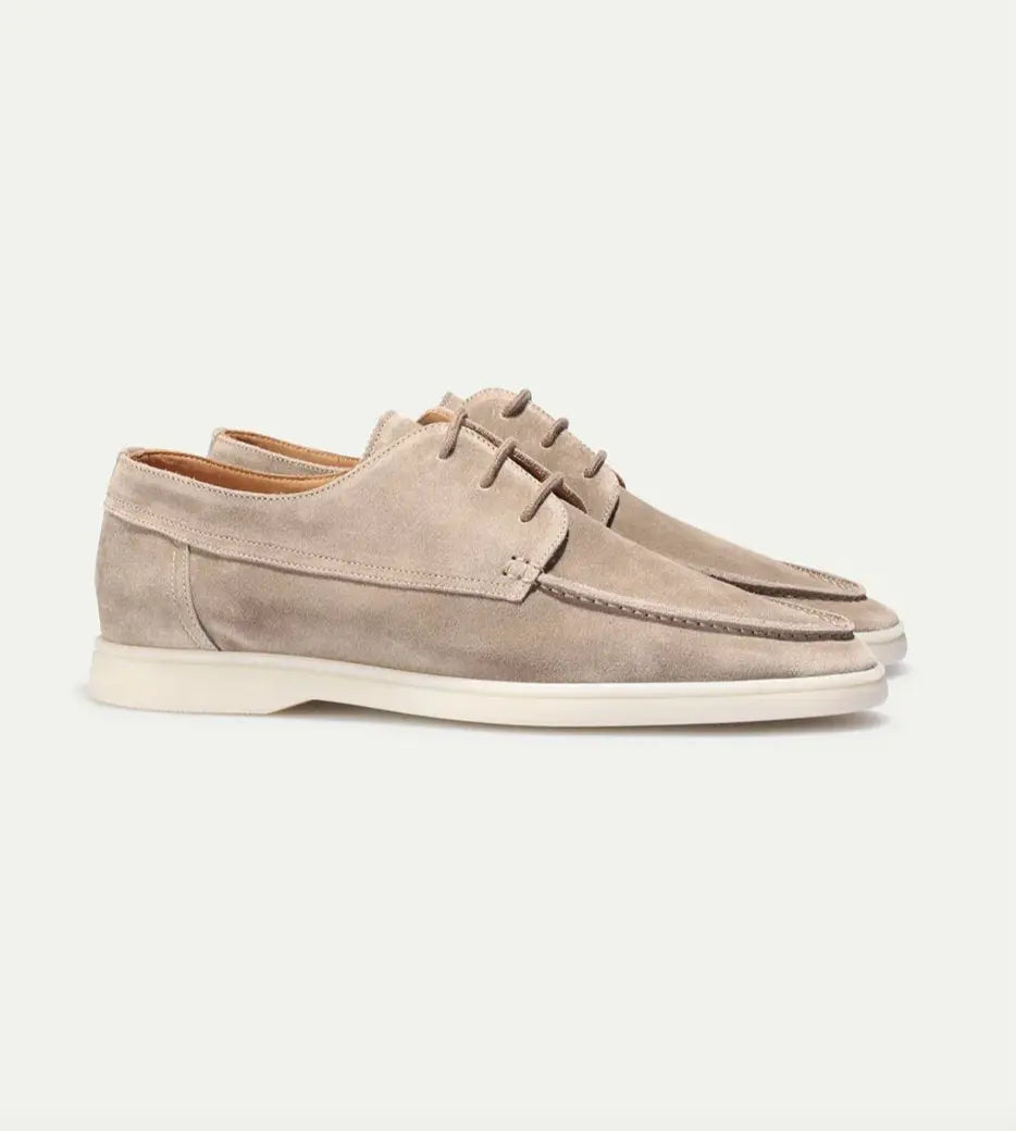 Men's Lace-Up Loafers Rounded Toe Moccasin Style