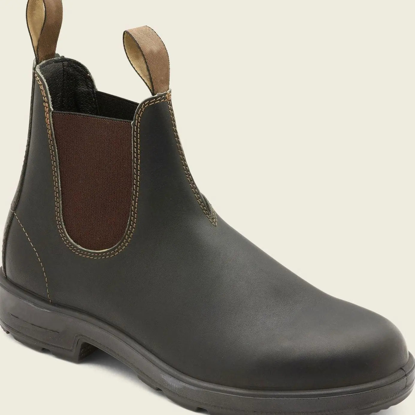 Men's Leather Slip-On Chelsea Boots Rugged Sole - Green
