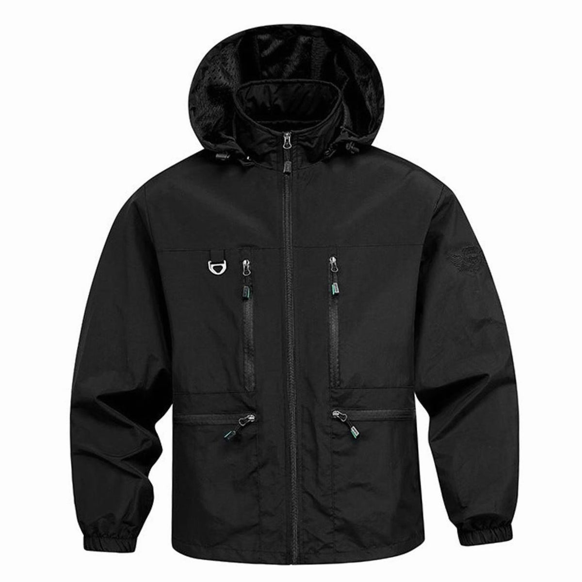 Men's Lightweight Hooded Windproof Outdoor Jacket - Black