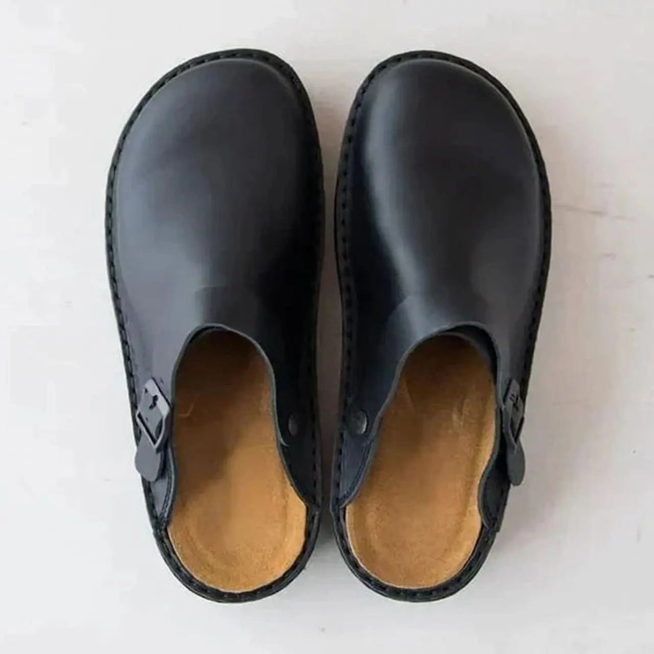 Men's Orthopedic Leather Buckle-Strap Slip-On Clogs