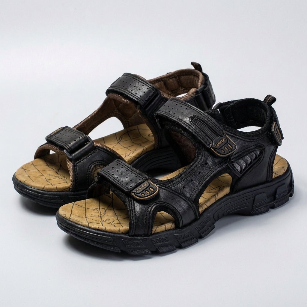 Men's Orthopedic Leather Sandals Adjustable Strap