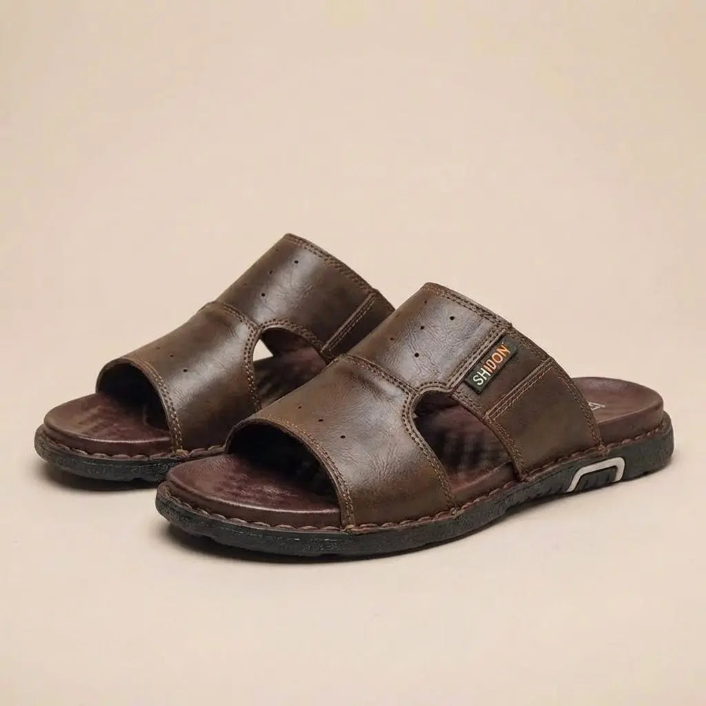 Men's Orthopedic Slide Sandals Wide Fit Leather