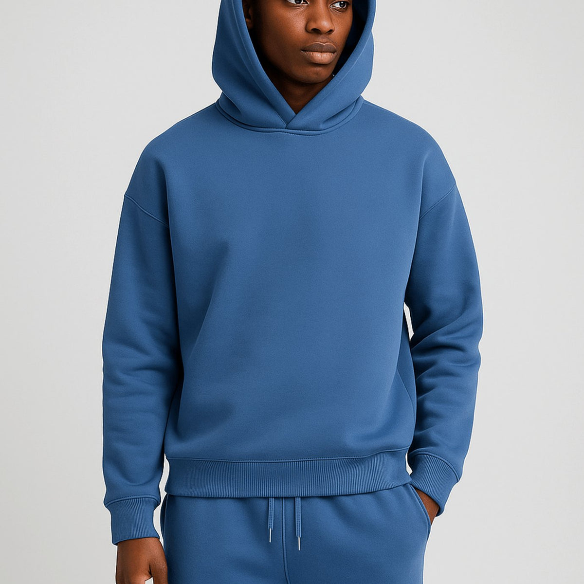 Men's Oversized Pullover Hoodie Jogger Tracksuit Set, Steel Blue - Blue