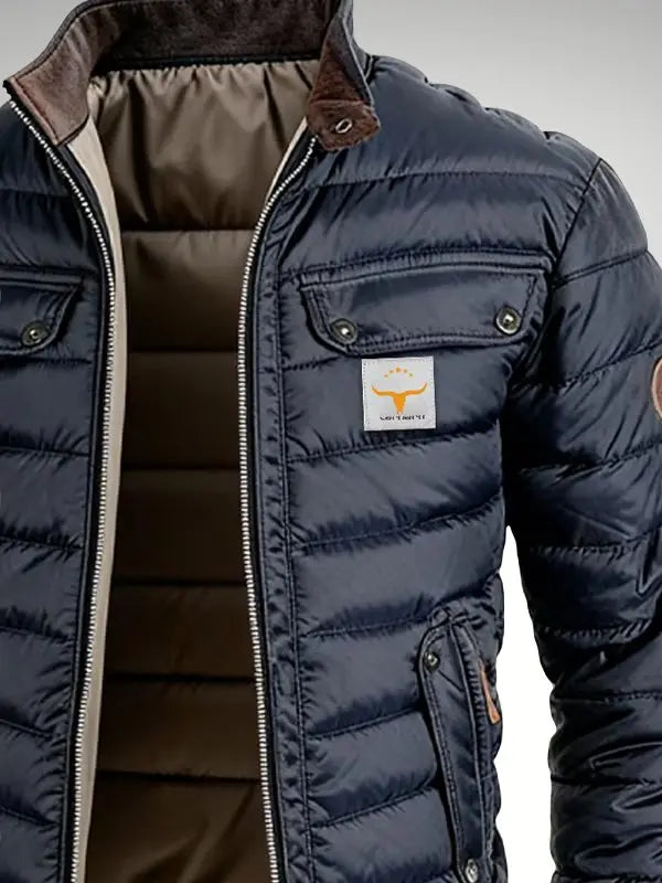 Men's Quilted Bomber Jacket Navy Blue