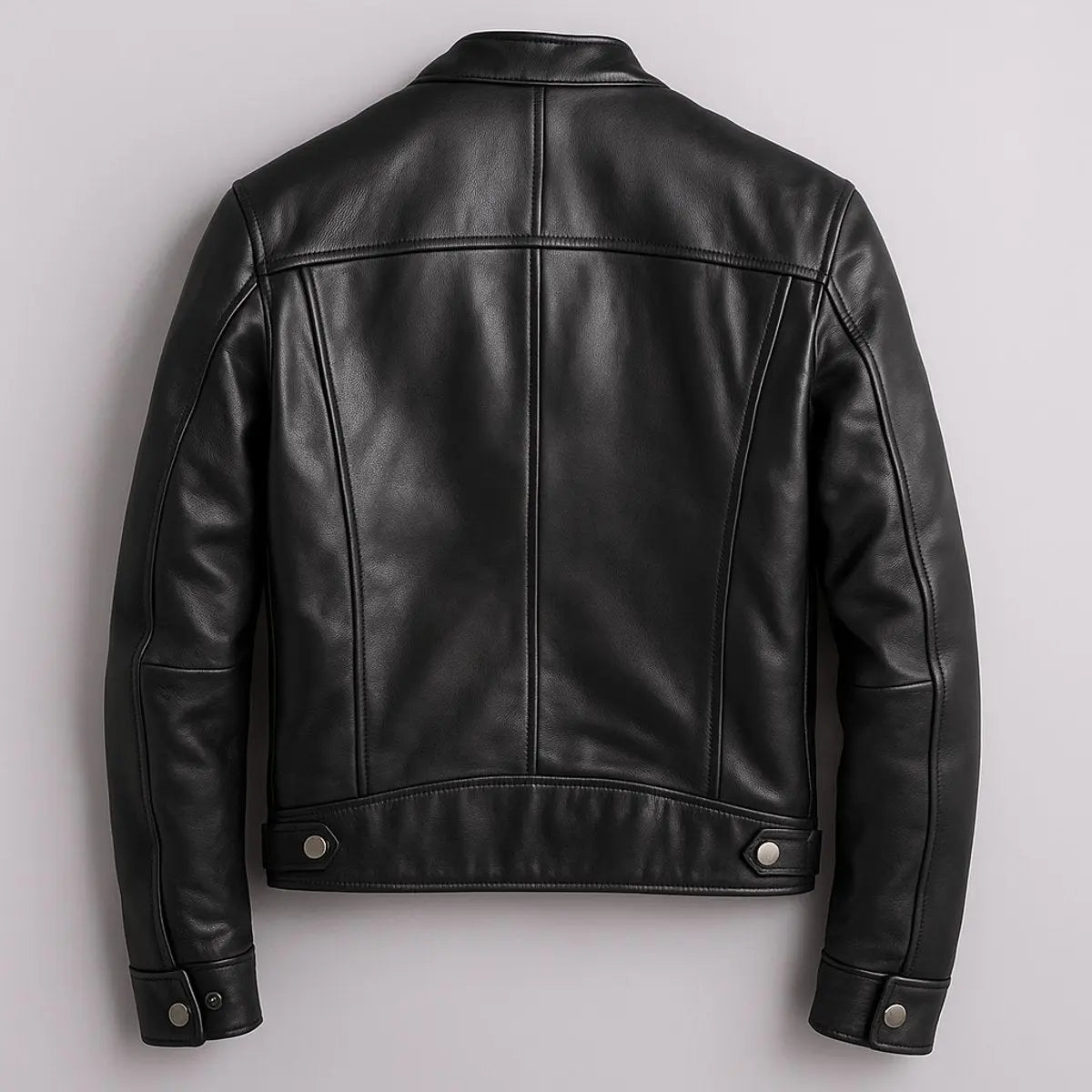 Mens Quilted Jacket Vintage Biker Leather Look Zip-Up Coat