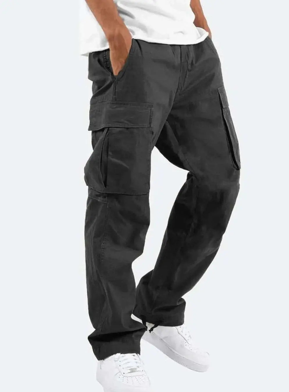 Men's Relaxed Fit Multi-Pocket Cargo Pants - Black