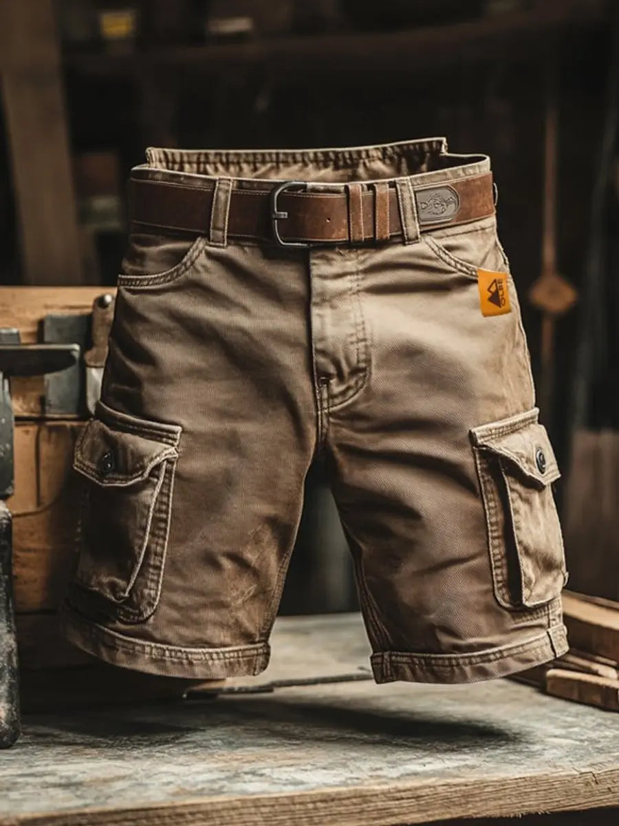 Men's Relaxed-Fit Multi-Pocket Cargo Shorts - Khaki