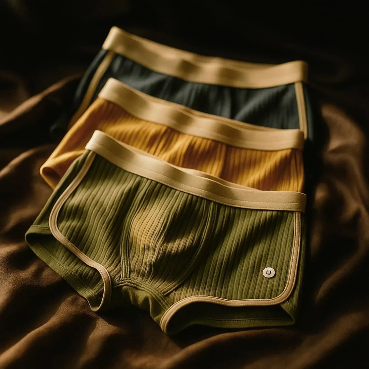 Men's Ribbed Cotton Boxer Shorts Breathable Comfort