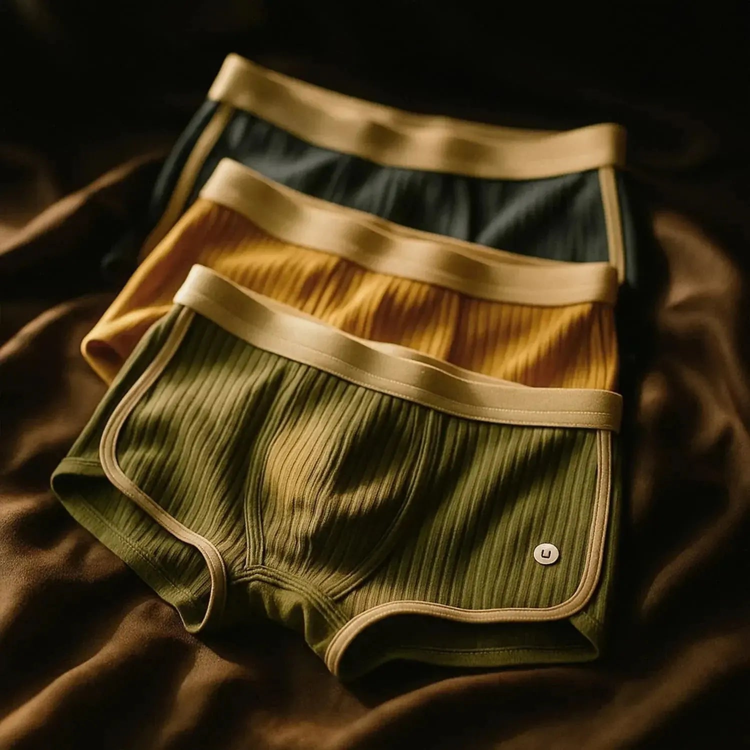 Men's Ribbed Cotton Boxer Shorts Breathable Comfort