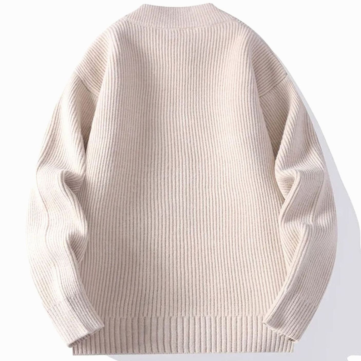 Men's Ribbed Knit Full-Zip Jacket with Front Pockets