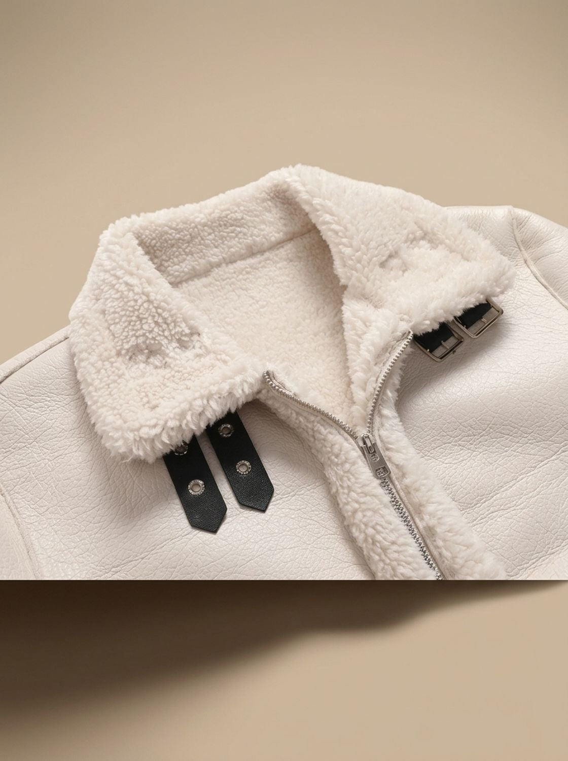 Men's Shearling-Lined Faux Leather B3 Bomber Jacket