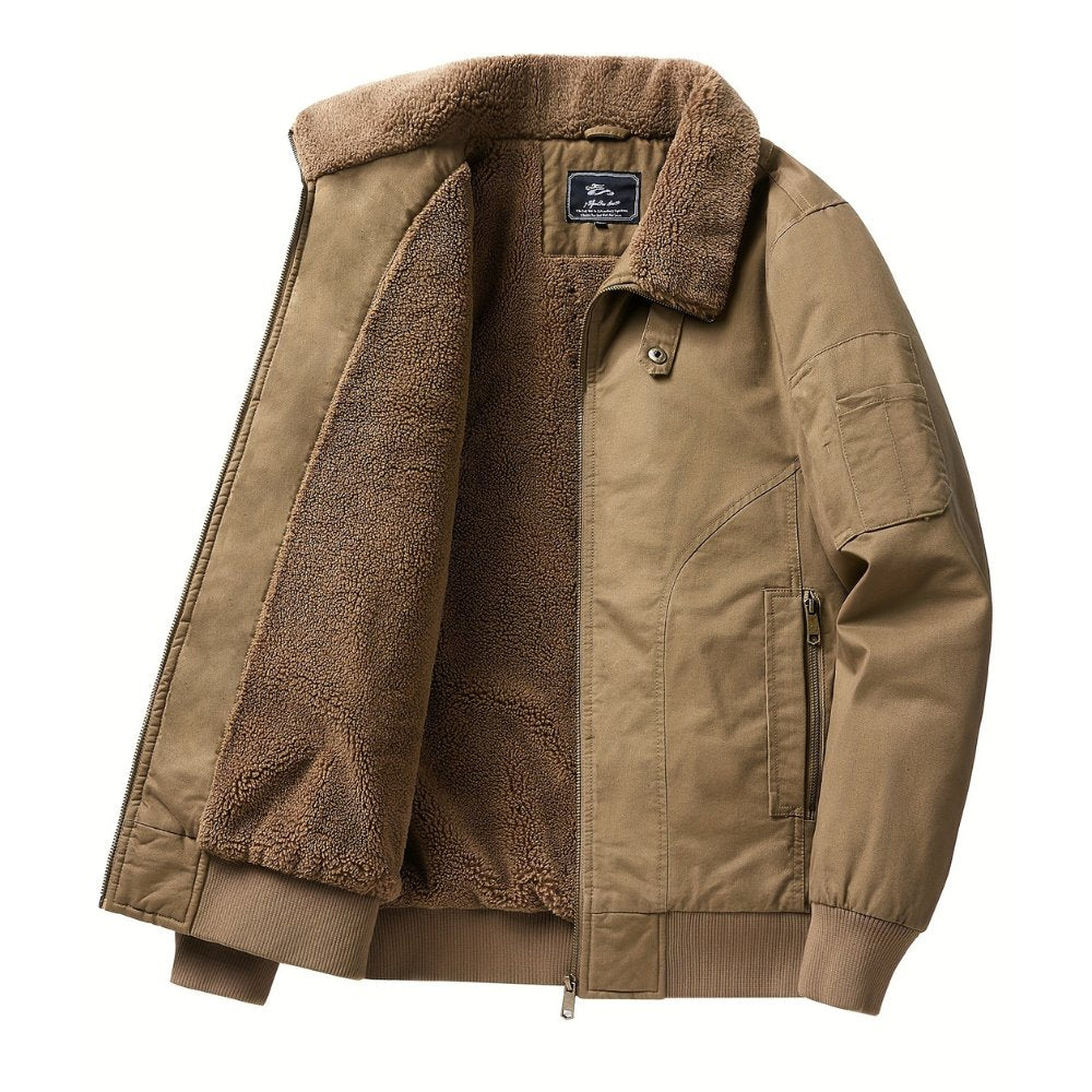 Men's Sherpa Collar Bomber Jacket Zip Front