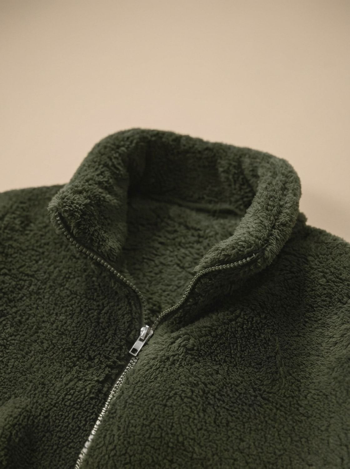 Men's Sherpa Fleece Full-Zip Stand-Collar Plush Jacket