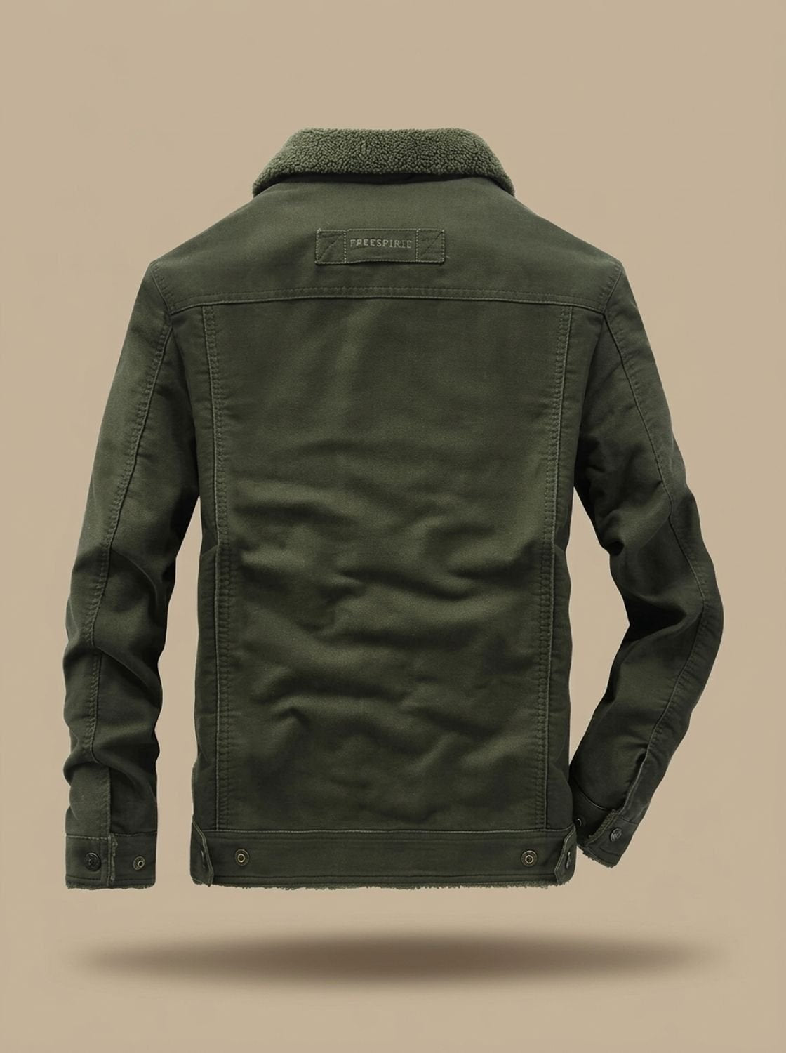 Men's Sherpa-Lined Fleece Cargo Jacket Snap Button