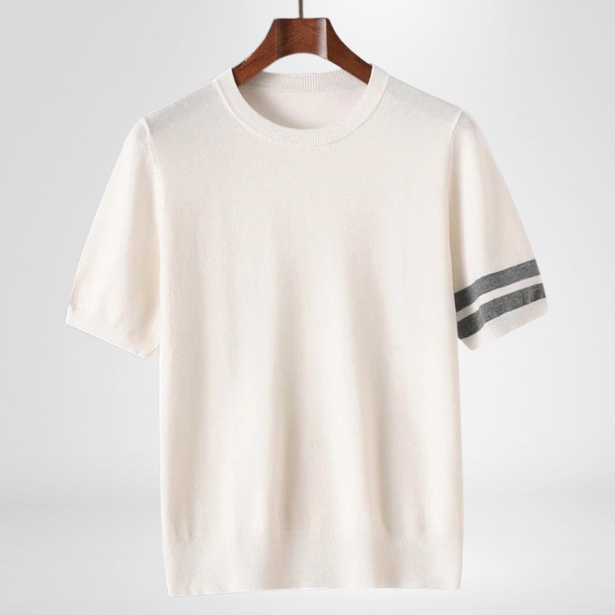 Men's Short-Sleeve Cotton Crewneck Knit Top - White
