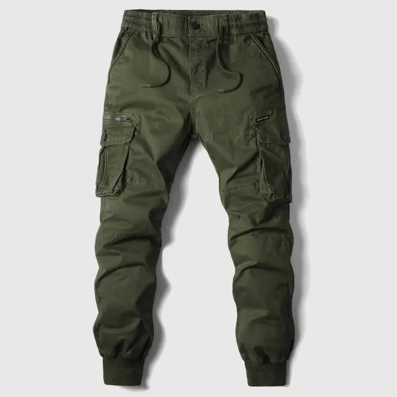Men's Slim Fit Cargo Joggers with Utility Pockets - Green