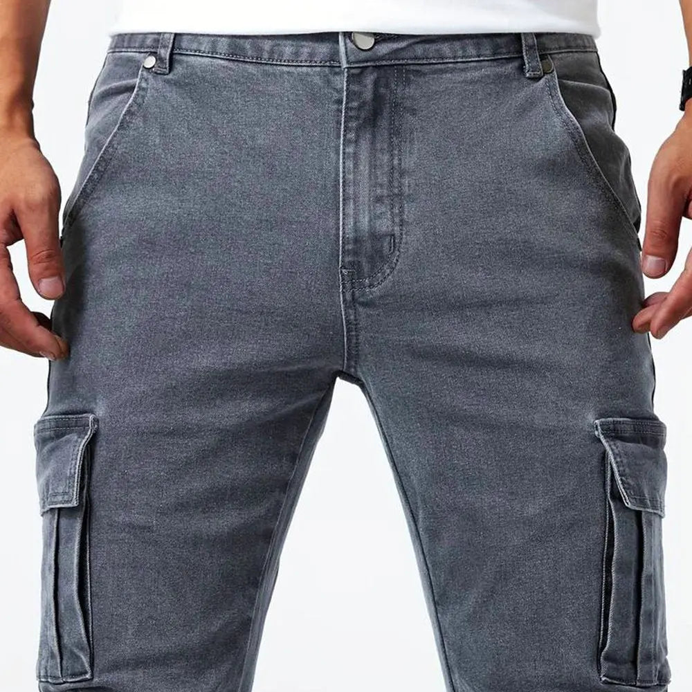 Men's Slim Fit Cargo Trousers Side Flap Pockets