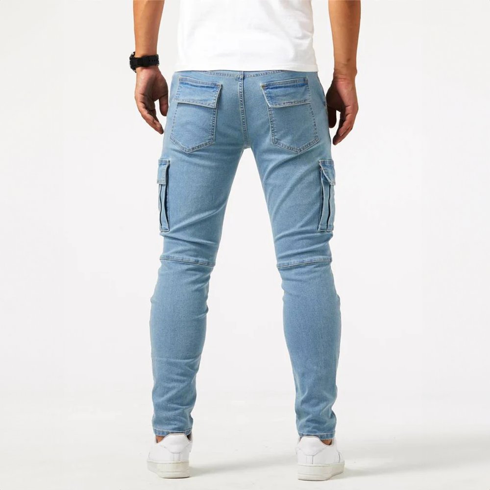 Men's Slim Fit Cargo Trousers Side Flap Pockets