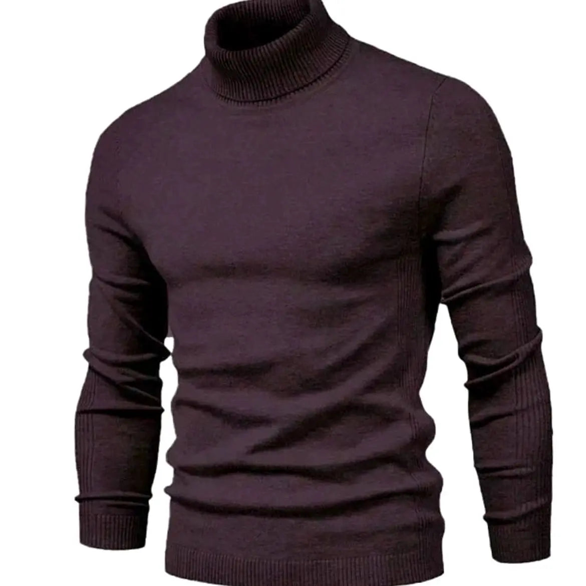 Men's Slim-Fit Turtleneck Knit Sweater Casual Pullover Jumper - Burgundy