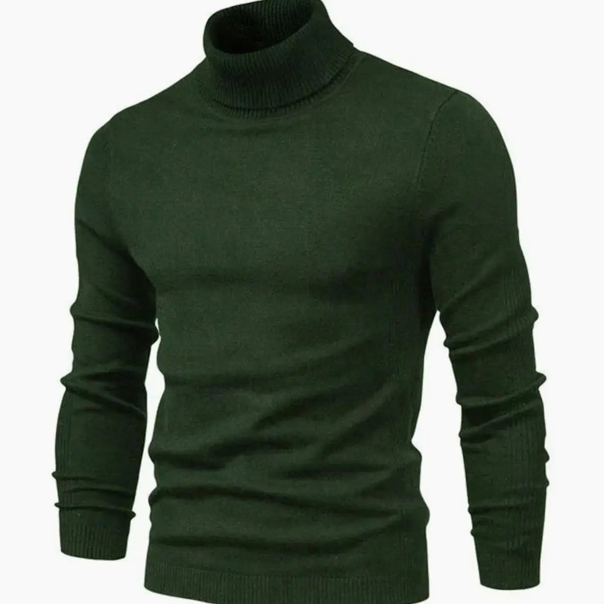 Men's Slim-Fit Turtleneck Knit Sweater Casual Pullover Jumper - Green