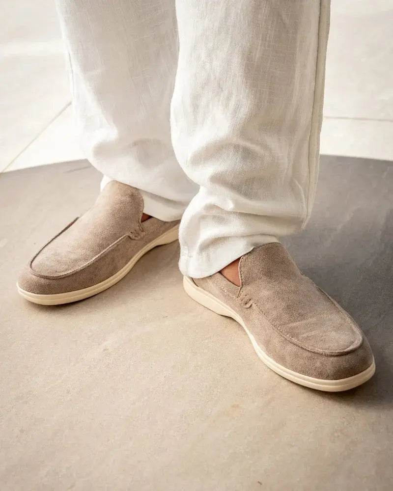 Men's Slip-On Loafers Casual Comfort Flat Sole - Beige