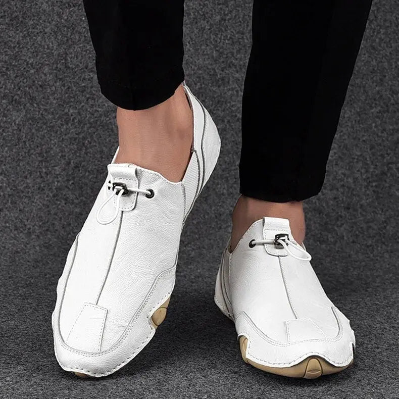 Men's Slip-On Trainers Closed-Toe Toggle Fastener Comfort - White